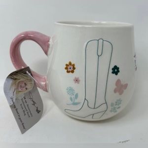 New Dolly Parton 20 oz embossed stoneware boot icon mug double sided florar
